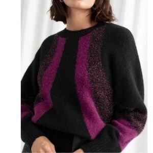 & Other Stories Glitter Colorblock Alpaca Wool Sweater XS